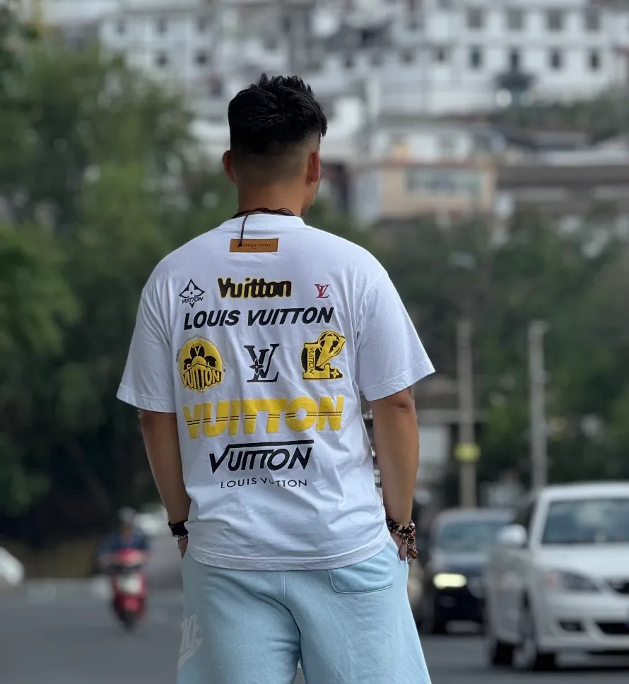 Louis Vuitton/Louis Vuitton 26ss front and rear logo printed short sleeves